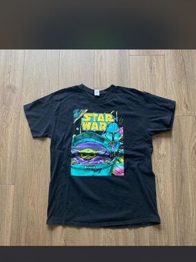 Vintage Star Wars Black Short Sleeve Tee with Neon Graphic